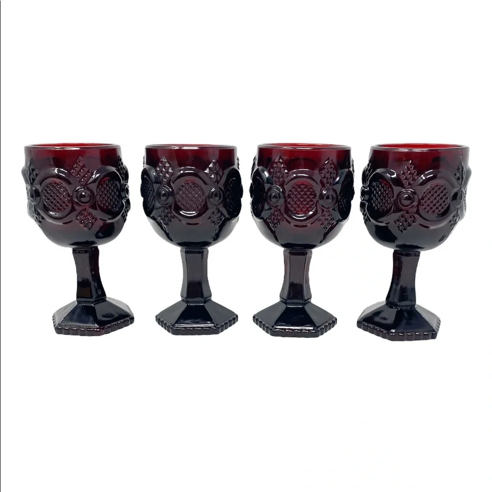 5-pc Avon Cape Cod Ruby Red Small Red Wine Goblets (buy 4 get 1 free)